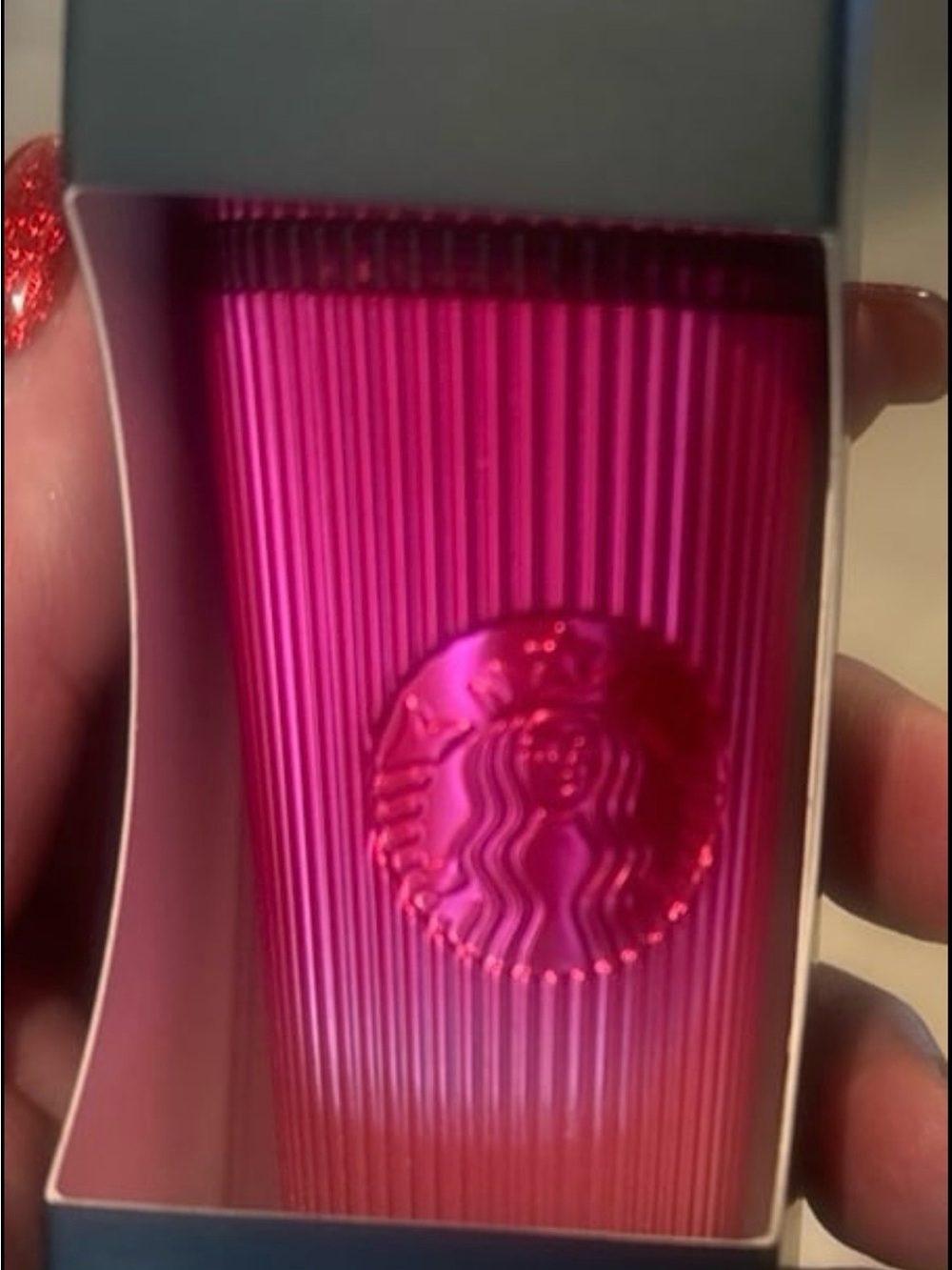 Starbucks Ornament Keychain Pink Ombré Ribbed with Embossed Logo
